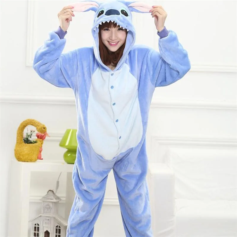 

Animal Stitch Onesie Adult Teenagers Women Pijama Kigurumi Pajamas Funny Flannel Warm Soft Overall Onepiece Night Home Jumpsuit