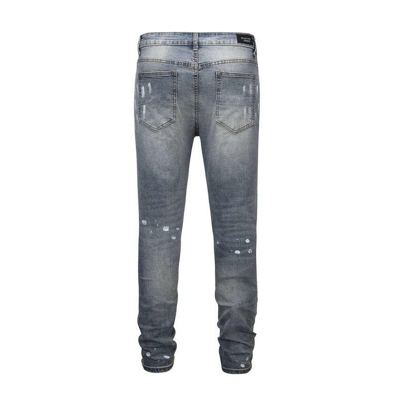 Men's Jeans Kanye West Fear of God Hip Hop Denim Hole Paste crystal Jeans Men Streetwear Casual Jogger Full Length Pencil Pants