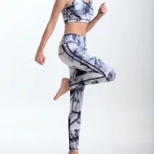 Новое поступление, эластичные спортивные женские колготки с цветочным принтом, компрессионная Спортивная одежда для бега, брюки для женщин