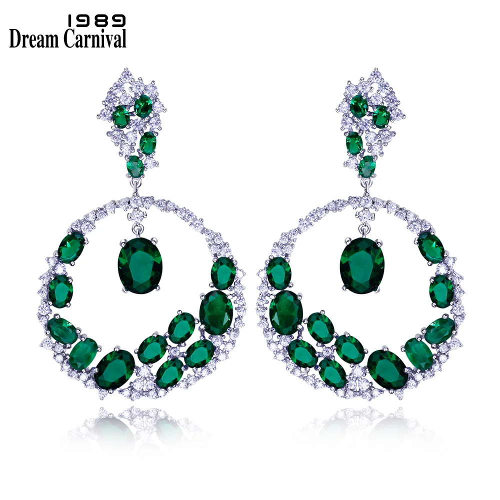 

DreamCarnival 1989 Gorgeous Style Big Round Shape Dangles Fashion Wedding Jewellery Zircon Stones Statement Earrings SE10417R