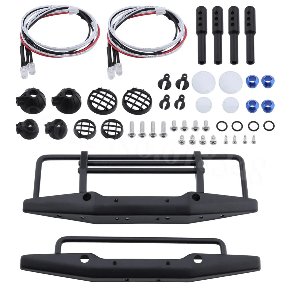 

RC SCX10 1/10 parts Metal Front Bumper With LED Lights For Axial SCX10 90046 Traxxas TRX-4 TRX4 RC Crawler Upgrade Parts