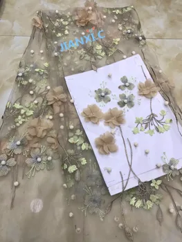 

Super quality french lace fabric 3d flower appliqued JIANXI.C-3978 African tulle lace fabric for wedding dress