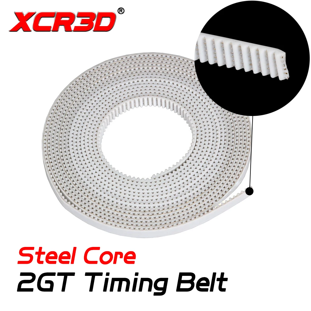 XCR3D 3D Printer Parts GT2 Timing Belt UP with Steel Core 1M 5Meter 2gt Open Belt Width 6mm White for RepRap i3 DIY Accessories