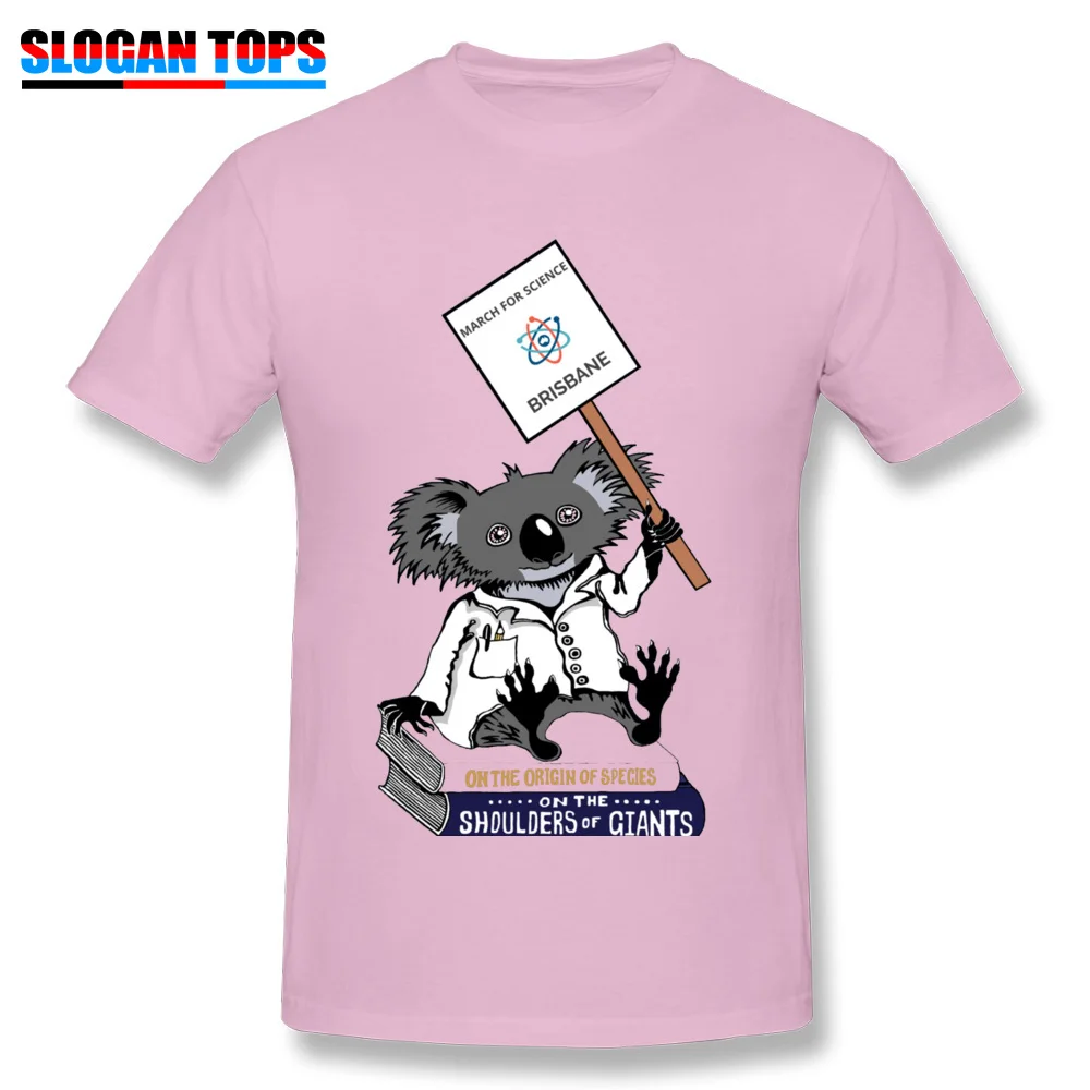 Funny Fashionable Tshirts 2018 Hot Sale Summer Short Sleeve Crew Neck Tops & Tees 100% Cotton Mens Normal Tops Tees March for Science Brisbane C Koala full color pink