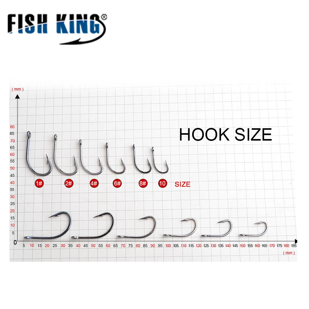 FISH KING 50 шт./лот Size1#-10# Высокоуглеродистая сталь колючий крючок кольчатая Приманка Держатель Рыболовные Крючки Карп