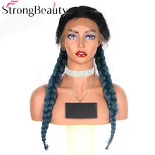 StrongBeauty Синтетический Плетеный Синтетические волосы на кружеве парик с косами с эффектом деграде(переход от темного к светлому