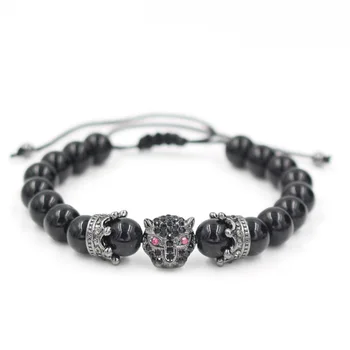 Bracelet A La Mode De Pierre De Lave Noir