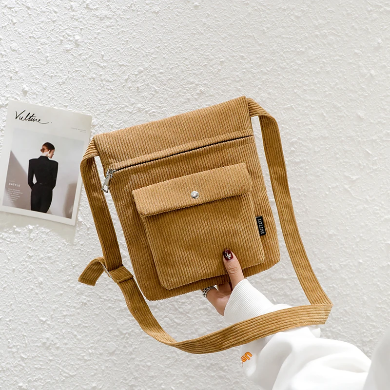 Corduroy Canvas Crossbody Bags For Women 2019 Small Casual Style Ladies