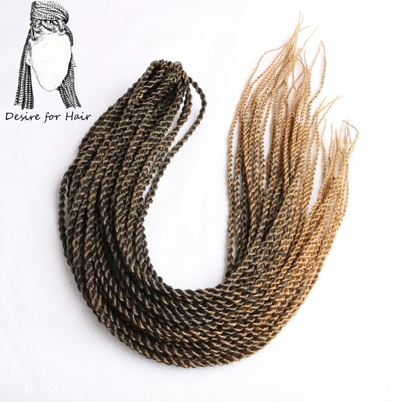 Desire for hair 18-22 дюймов 30 прядей Сенегальские крученые волосы на крючках косички синтетические плетеные волосы для наращивания серый фиолетовый Бордовый - Цвет: T1B/27