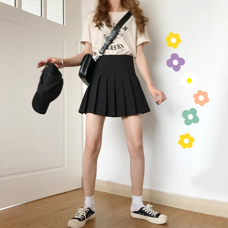 Hanada window Q076 pleated skirt Korean high waist female 2019 summer new a word wild college wind half skirt