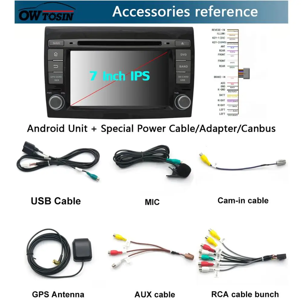 Perfect 7" IPS Octa Core 4GB RAM+64GB ROM Android 9.0 Car DVD Radio Multimedia GPS Navi for Fiat Bravo 2007-2012 DSP CarPlay Parrot BT 4