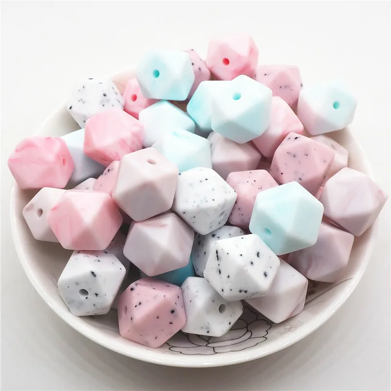 

Chenkai 20PCS 14mm Silicone Hexagon Teether Beads DIY Baby Chewing Pacifier Dummy Sensory Jewelry Toy Making Hexagon Beads