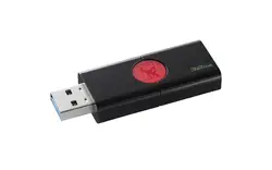 Kingston technology DataTraveler 106,32 GB, 3,0 (3,1 Gen 1), разъем usb type-A, Slide, черный, красный