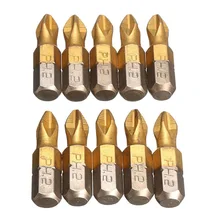 10 шт. 1/4 ''PH2 с титановым покрытием крестовые магнитные отвертки биты 25 мм длина