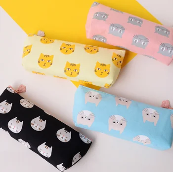 

1 Pcs Cartoon Cat Ship Design Canvas Pencil Bag Pen Pouch Holder School Stationery Storage Kids Rewarding