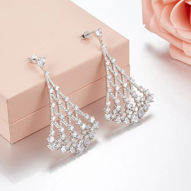

Fits Monaco Jewelry with Women's Party Gift Charm Jewelry 925 Sterling Silver Micro-Inlay Zircon Geometry Wales Earrings
