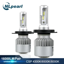 Nlpearl 16000lm/пара 72 Вт светодиодный H7 головной светильник лампы 4300K 6500K 8000K H7 H4 светодиодный лампы H8 H11 HB3/9005 HB4/9006 H1 H3 9012 автомобильный светильник