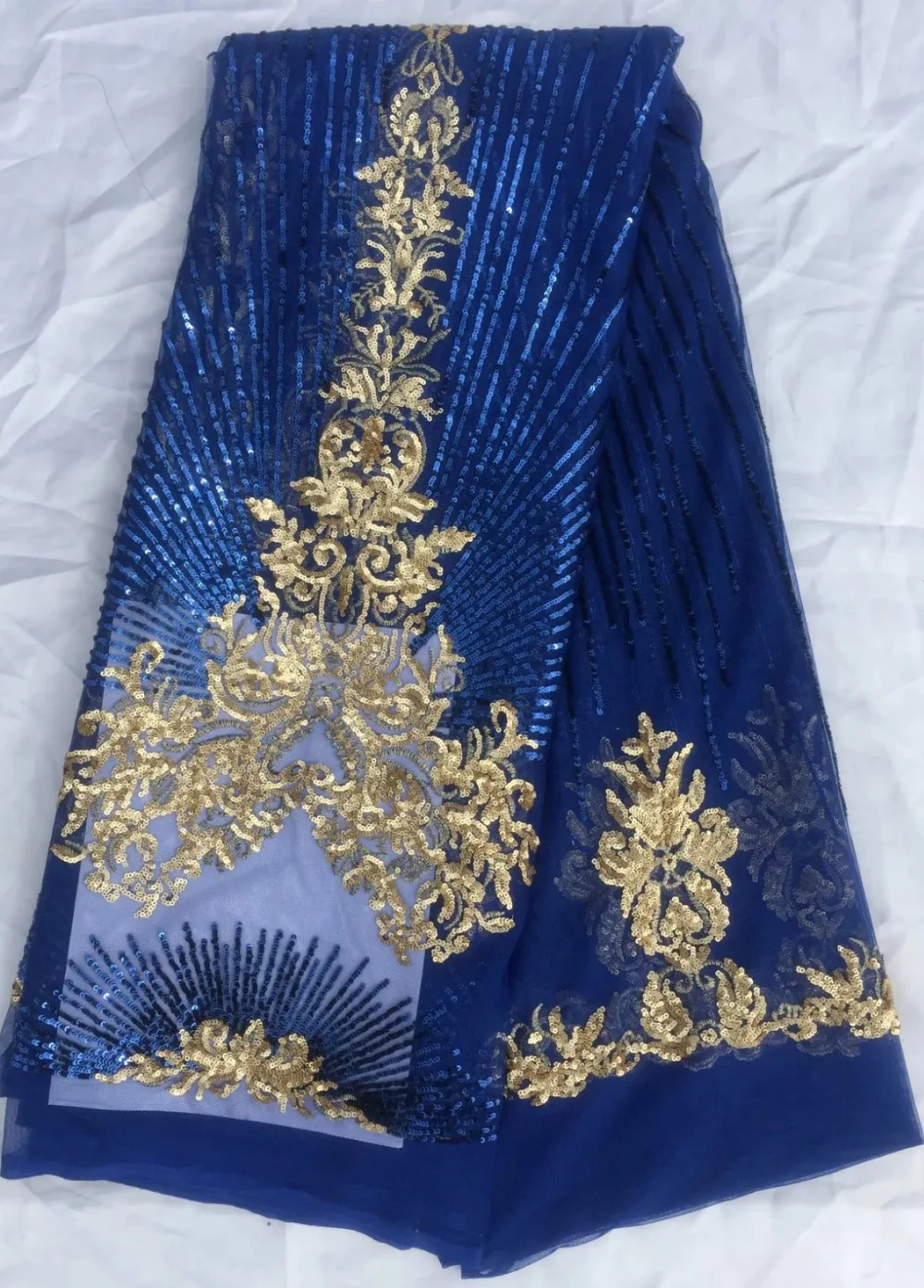 

New arrival Simple style waves design with rhinestones Organza Lace ,Good price and High quality French Net Lace Fabric