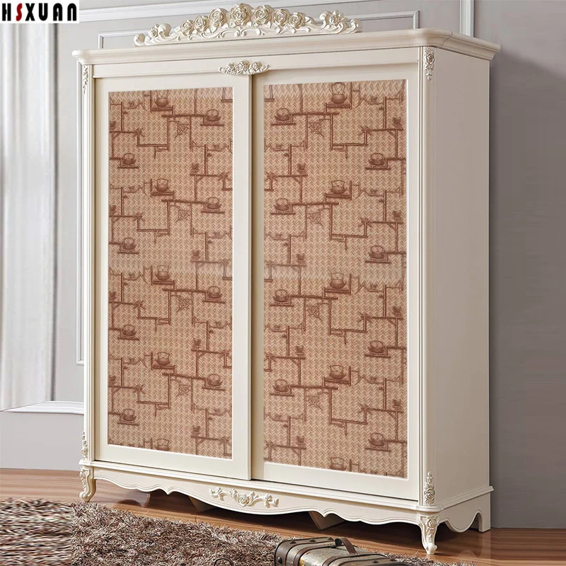 PVC Retro creative pattern paper decal self adhesive glass door