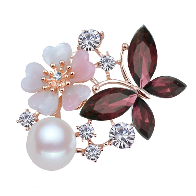 

RHao Cute Purple Crystal Butterfly Brooches for Women Girls sweater collar pins Men Blue Butterfly Brooch pins Suit Corsage gift