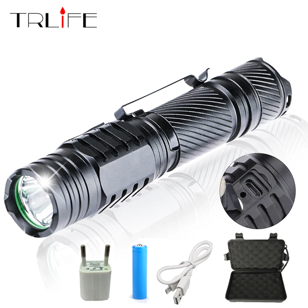 

8000Lumens USB LED Flashlight L2 Portable Torch Rechargeable LED Flash Light 5Modes Hand Lamp Lantern Use 18650
