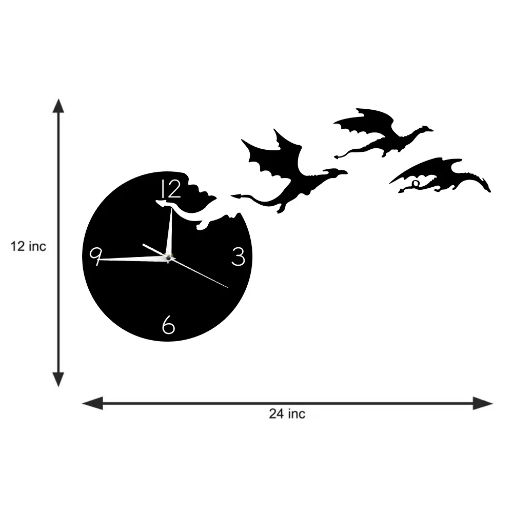 Волшебные Летающие Злой фантазия Дракон настенные часы абстрактный Готический Сказочный дракон настенные кварцевые аналоговые тихие декоративные настенные часы