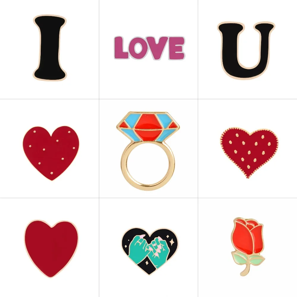 Брошь с надписью I Love You lover love woman Мужская футболка Сумка металлическим значком