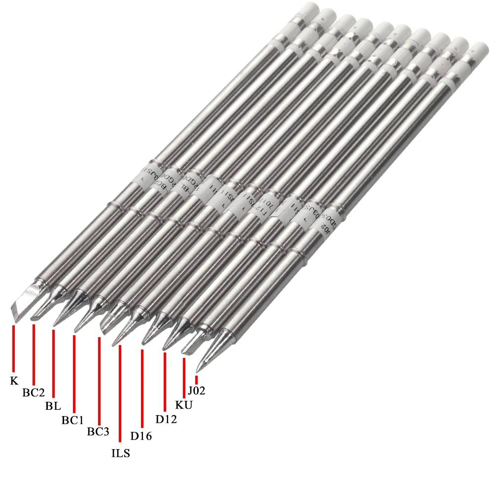 

10pcs/lot Series Soldering Iron Tips for HAKKO T12 Handle LED vibration switch Temperature Controller FX951 FX-952