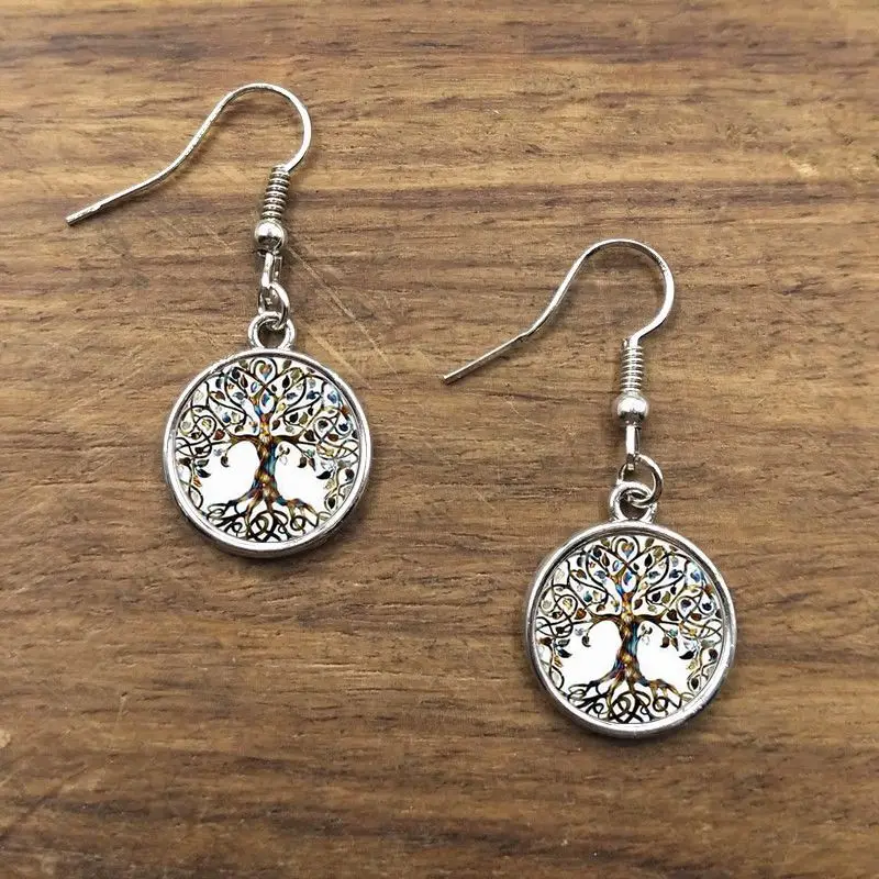 

Glass Picture Pendant Earrings Tree Of Life Earrings Glass Pendant For Women jewelry gifts