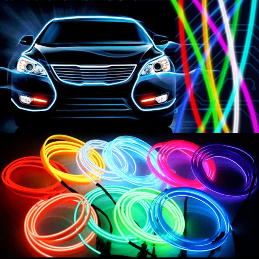 EL Wire 3V Battery Flexible led Light strip Tube waterproof Car Party Clothing Wedding el wire+ converter Flexible Neon Light