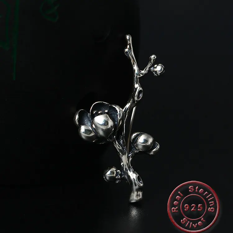 

Amxiu Handmade Vintage Jewelry S925 Antique Silver Brooch Magnolia Flower Brooches for Women Girls Clothes Hat Dress Accessories