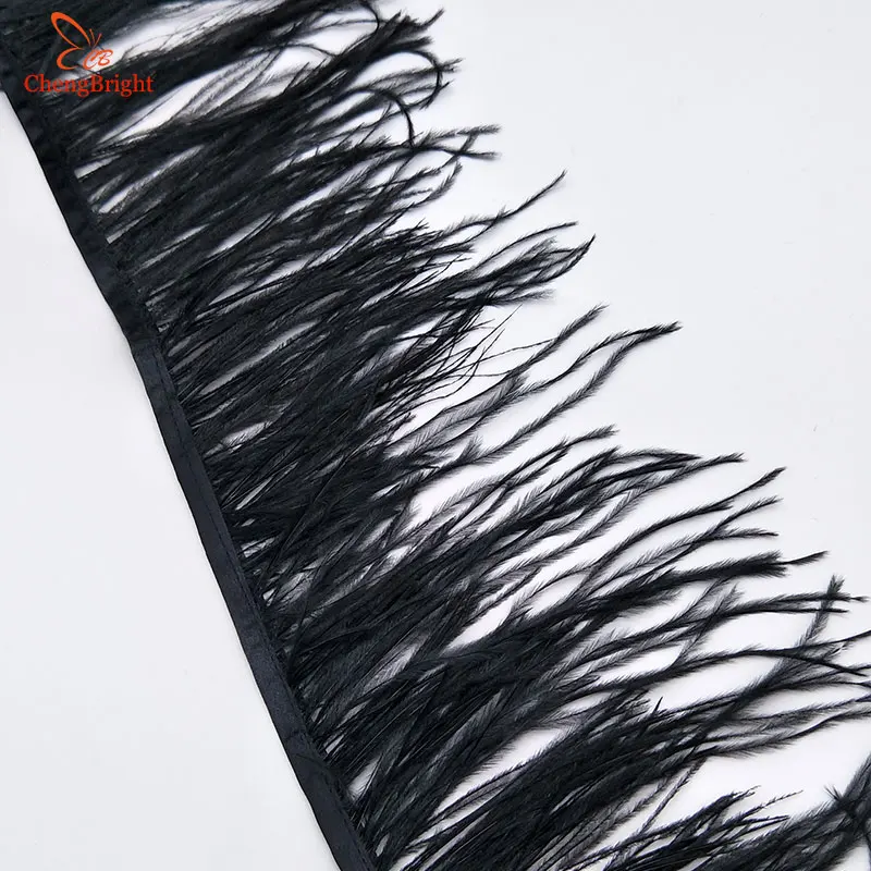 ChengBright Высокое качество 10 ярдов Silvel серый страусиные перья лента страусиные перья отделка Одежда с бахромой украшения
