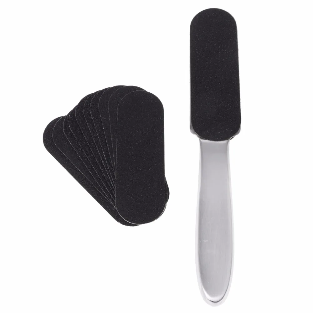 

FSHALL Stainless Steel Double Side Pedicure Foot File Rasp+10pcs Dry Sanding Paper 3.5x21.5cm