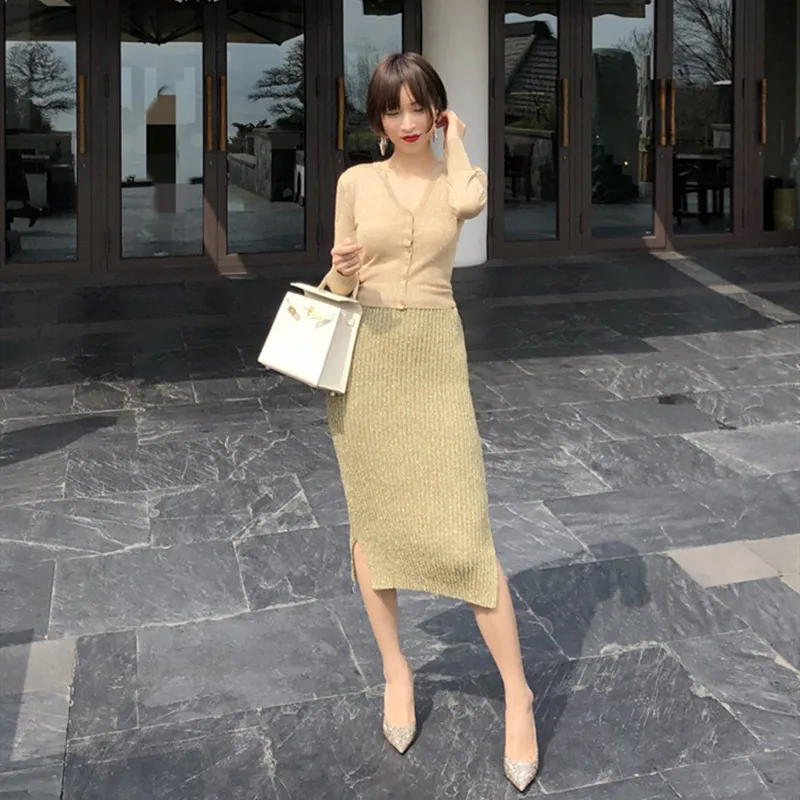 

New Women skirt Wire slim long women skirts 2019 High Waist Midi Skirt with slit