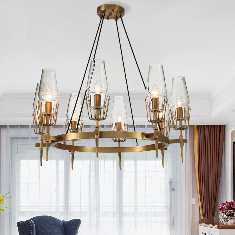 

Postmodern LED chandelier living room suspended lamps Iron art luminaires bedroom lighting home fixtures American hanging lights