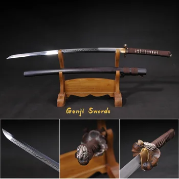 

Full Handmade Japanese Samurai Sword T10 Carbon Steel Clay-Tempered Real Katana Sharp Edge Pure Brass Frog Tsuba