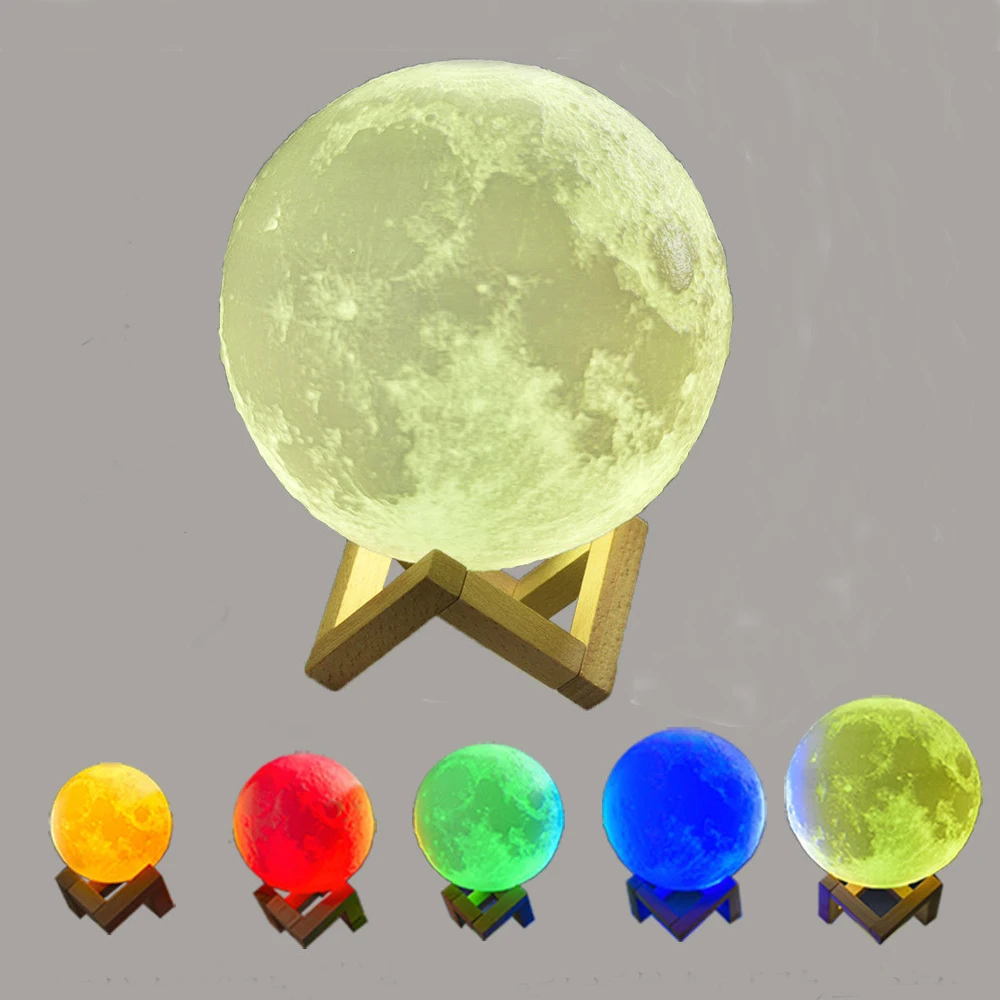

Rechargeable LED Night Light 3D Print Moon Lamp multicolor Change Touch Switch Bedroom Bookcase Night Light Home Decor light