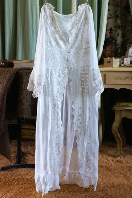 Ночное белье, сексуальная Длинная Ночная одежда, белое кружевное винтажное платье принцессы, сорочка в средневековом стиле, европейский стиль, Королевский халат, красивые платья