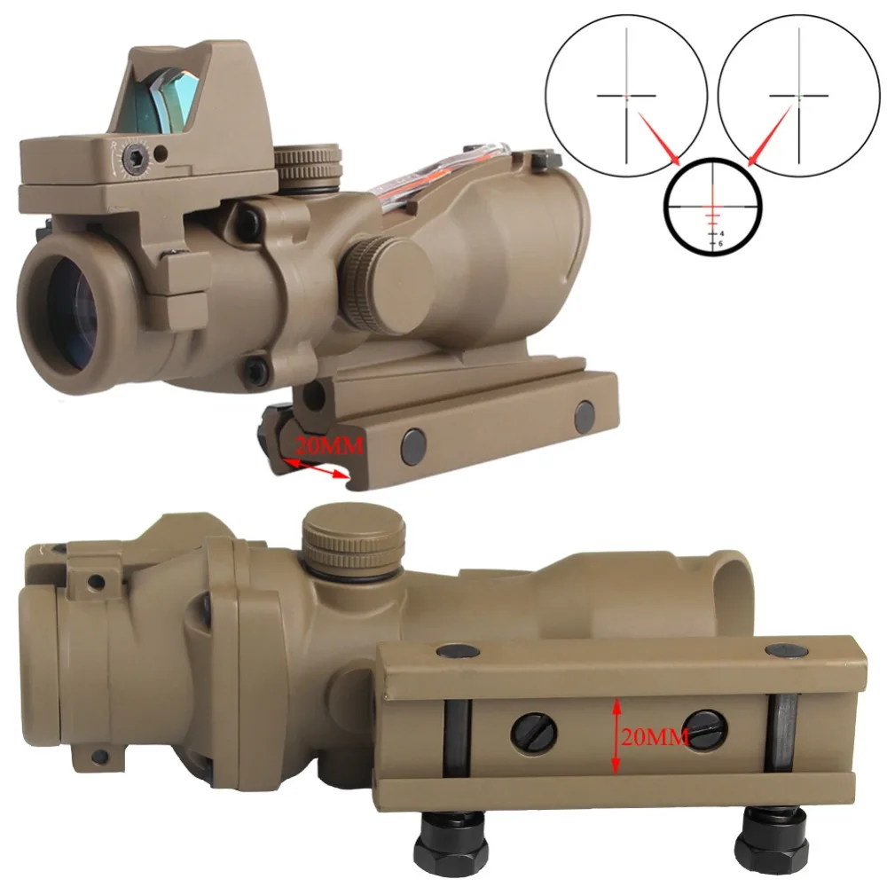 Охотничий Прицел ACOG 4X32 из настоящего волокна оптика красная точка с подсветкой сетка тактический оптический прицел HT6-0058