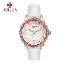New Lady Woman Julius Wrist Watch Quartz Hours Best Fashion Dress Bracelet Girl Birthday Gift Leather Shell Hollow Heart 852