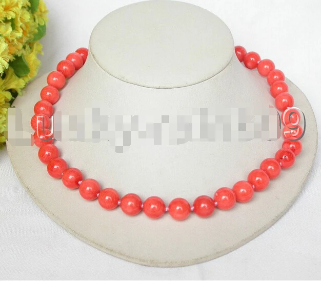 

shippingBeautiful Natural 11mm round pink coral necklace 925ss E1049