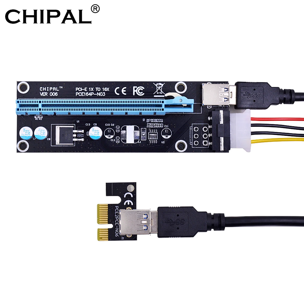 CHIPAL PCI Express 60 см PCI-E 1X к 16X переходная карта конвертер PCIE удлинитель с USB3.0 кабелем +