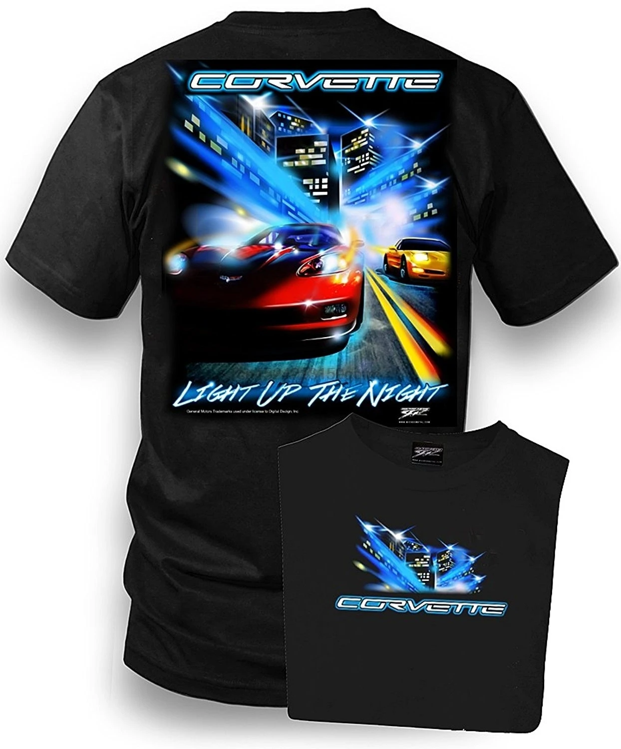 

Summer Fashion T-shirt Wicked Metal Corvette Light Up the Night Corvette C5 c6 Men Rock T-shirt