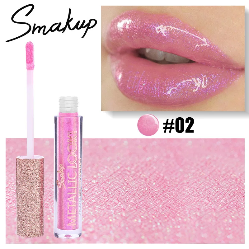 Smakup 8 Colors Shimmer Liquid Lipstick Long-lasting Moisuturzer Glitter Flip Lipgloss Sparkly Makeup Cosmetics Make Up Beauty