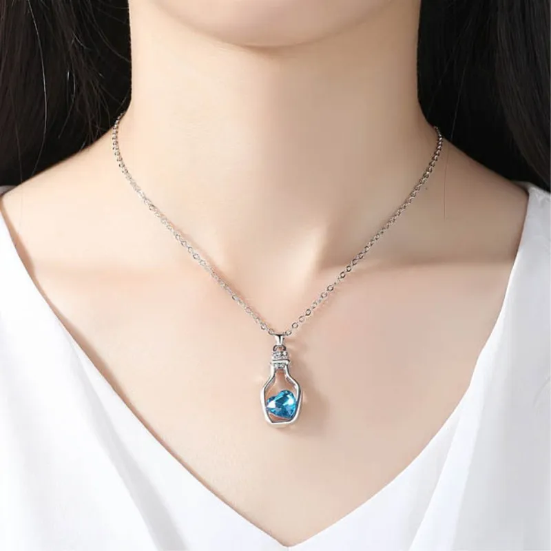 1Pcs Trendy Chains Necklace Popular Style Love Drift Bottles Pendant Necklace Heart Crystal Pendants Colar Fashion Jewelry NB712 - Image 5
