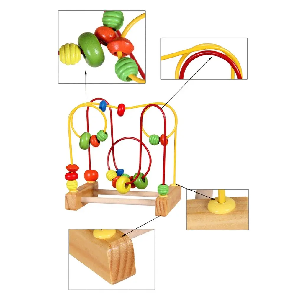 Детские мини красочные деревянные круглые бусины проволока лабиринт развивающие игрушки малыш раннего обучения интерактивные игрушки для математики подарок