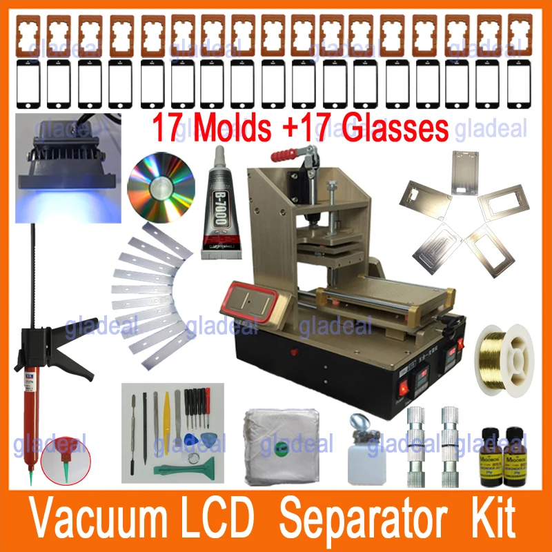 5 in 1 LCD Repair Machine Kits Set = Samsung Frame Splite + iPhone Frame Laminator + Vacuum LCD Screen Separator + Glue Remover