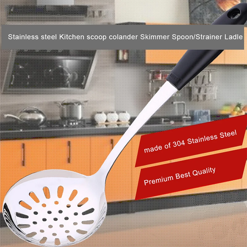 TTLIFE 1pcs 304 Stainless Steel Long Handle Soup Ladle Spoon Skimmer