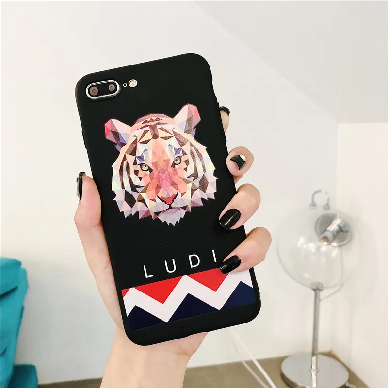 Luxury Tiger Geometric Cute Eyes Design Demons Phone Case for iPhone 7 Case Soft Back Cover for iPhone X XR XS MAX 6 6S 7 8 Plus06