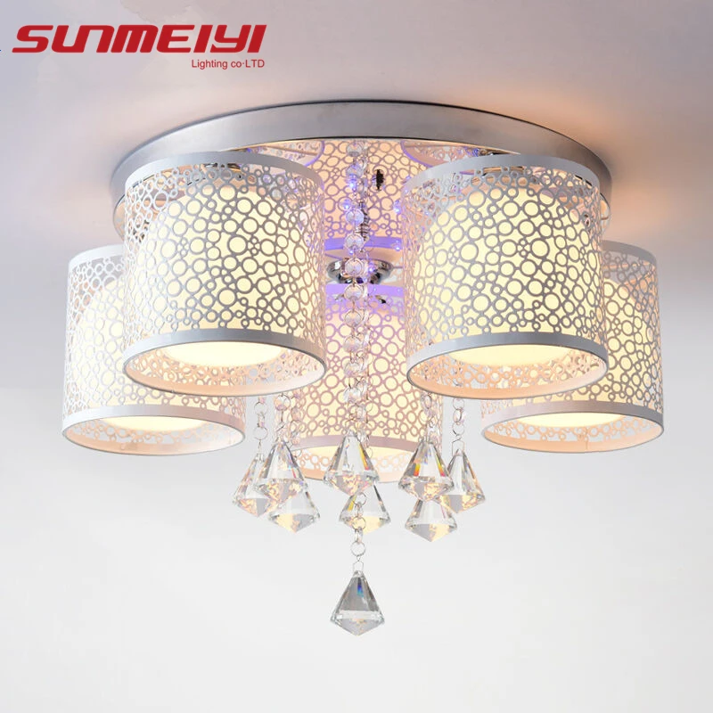 

New Round LED Crystal Ceiling Light For Living Room Indoor Lamp with Remote Controlled luminaria home decoration plafondlampen